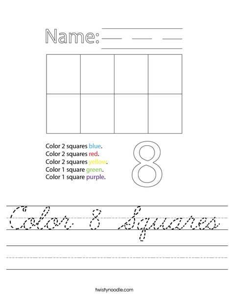 Color 8 Squares Worksheet