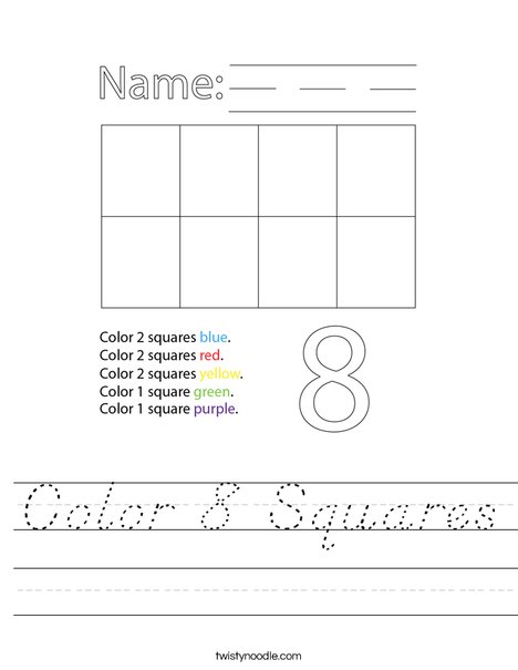 Color 8 Squares Worksheet