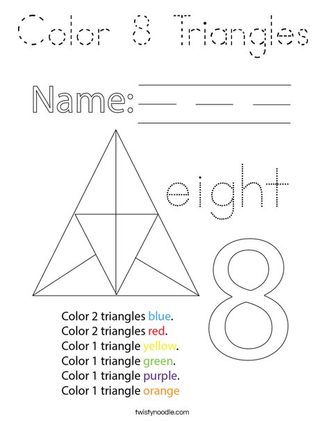 Color 8 Triangles Coloring Page
