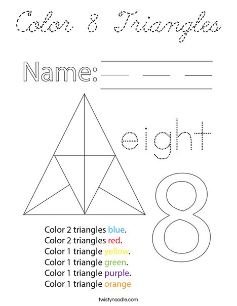 Color 8 Triangles Coloring Page
