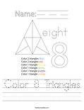 Color 8 Triangles Worksheet