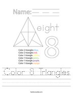 Color 8 Triangles Handwriting Sheet