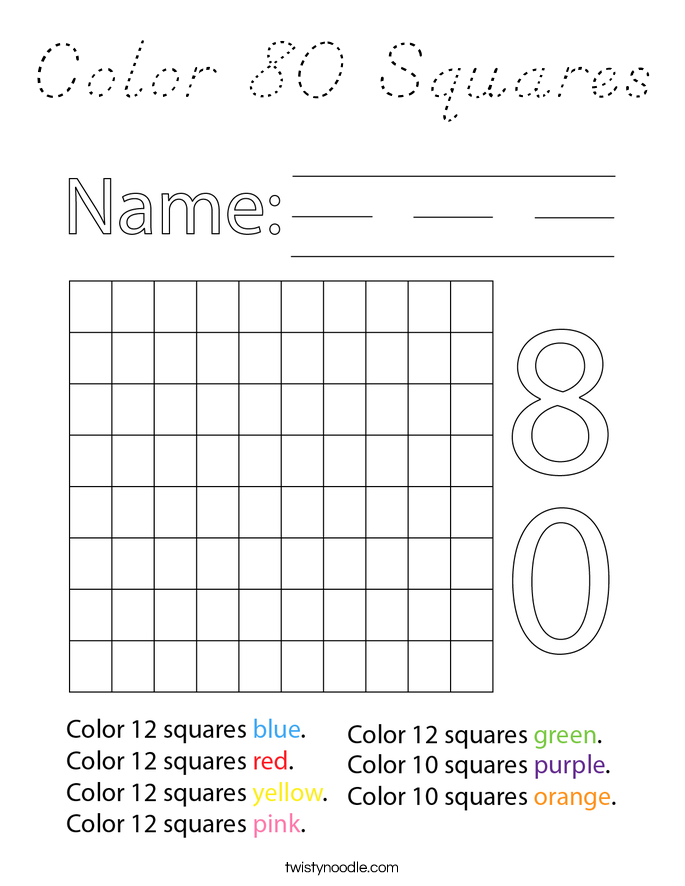 Color 80 Squares Coloring Page