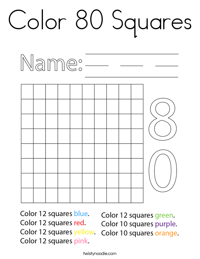 Color 80 Squares Coloring Page