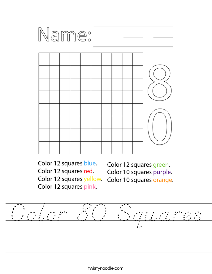 Color 80 Squares Worksheet
