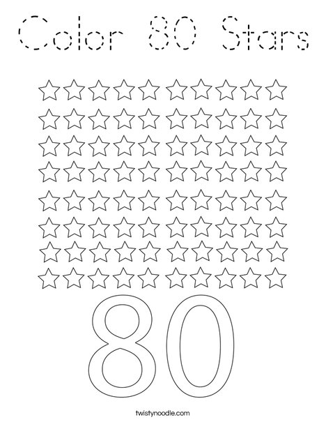Color 80 Stars Coloring Page