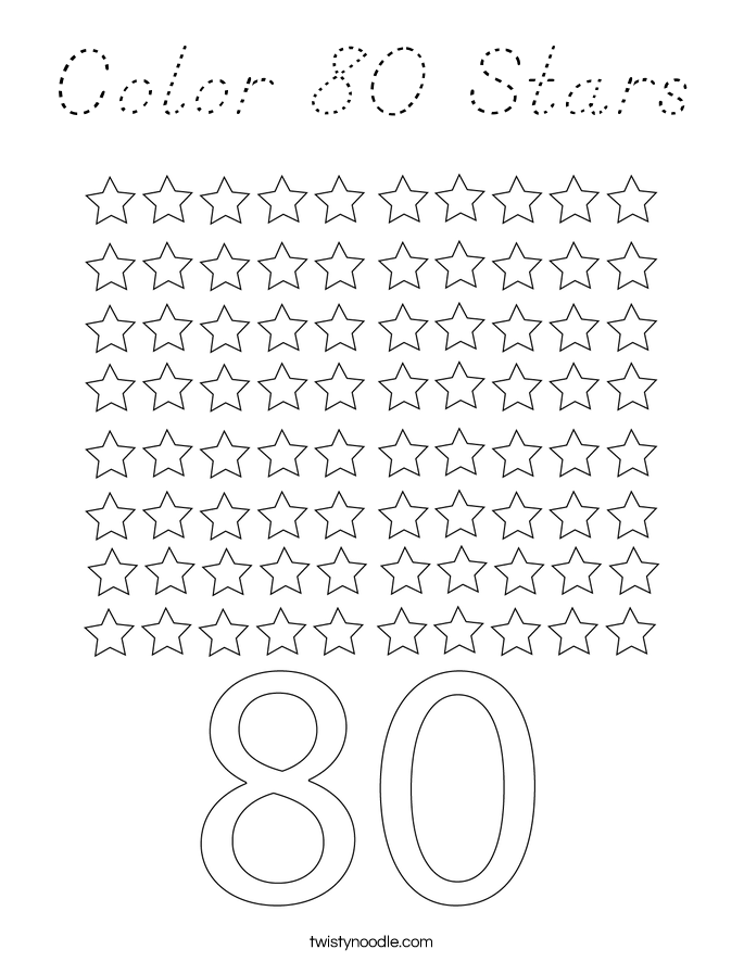 Color 80 Stars Coloring Page