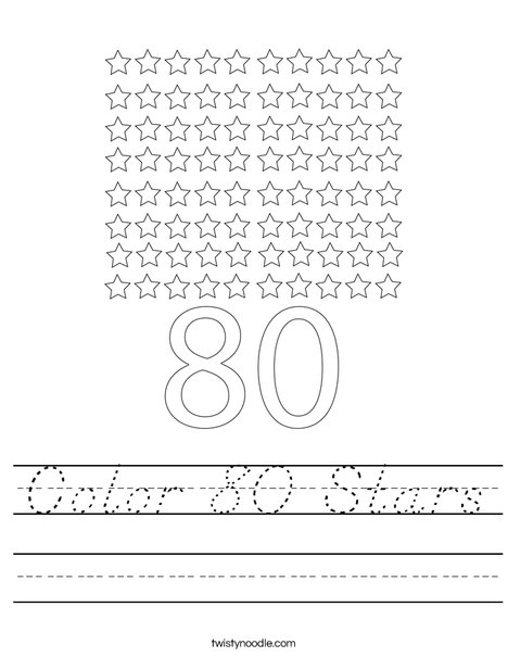 Color 80 Stars Worksheet