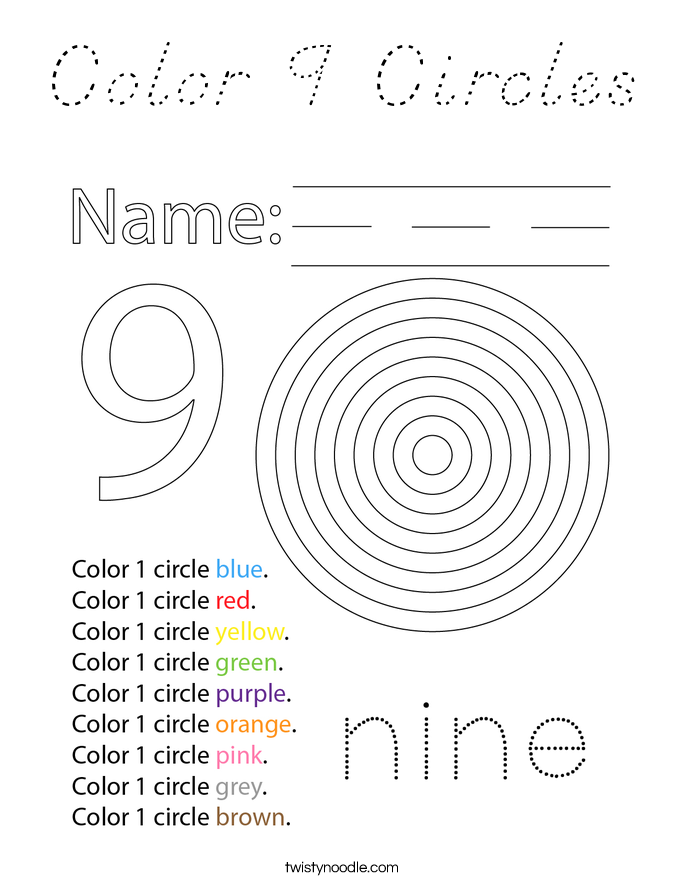 Color 9 Circles Coloring Page