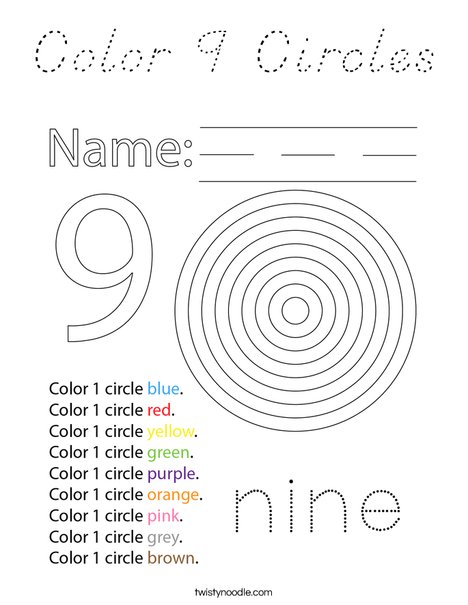 Color 9 Circles Coloring Page