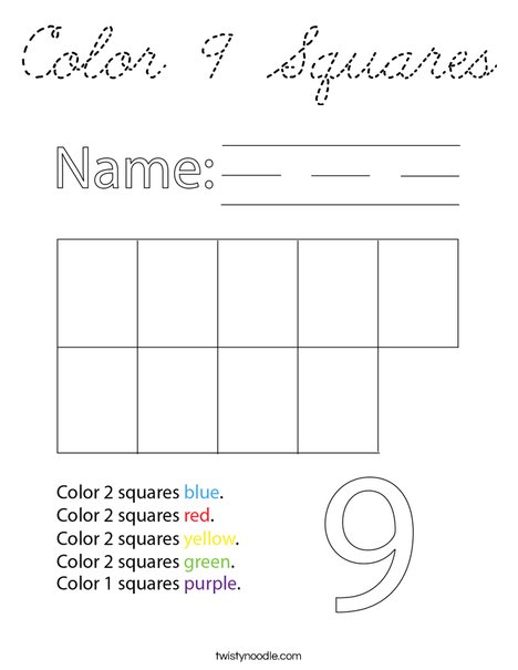 Color 9 Squares Coloring Page