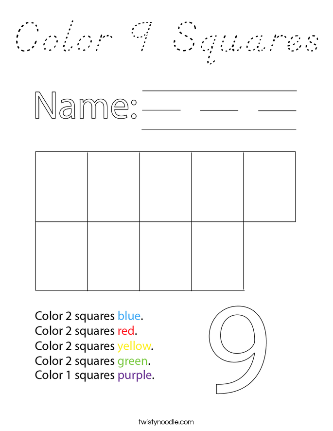 Color 9 Squares Coloring Page