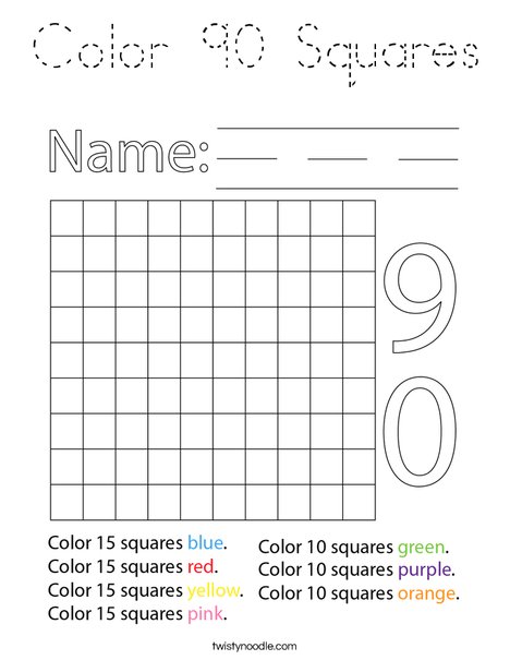 Color 90 Squares Coloring Page