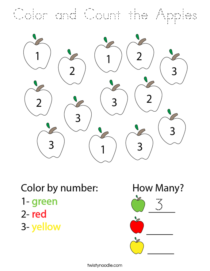 Color and Count the Apples Coloring Page