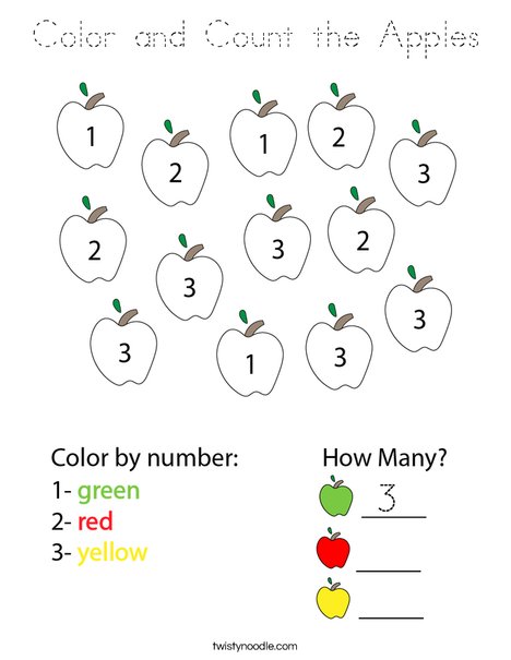 Color and Count the Apples Coloring Page