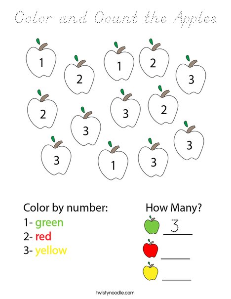 Color and Count the Apples Coloring Page