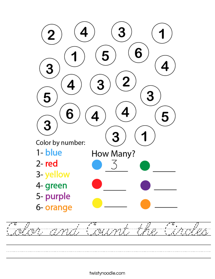 Color and Count the Circles Worksheet