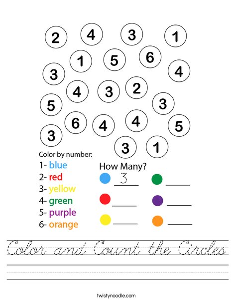 Color and Count the Circles Worksheet