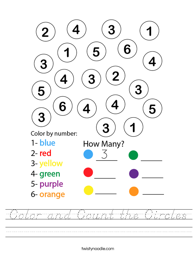 Color and Count the Circles Worksheet