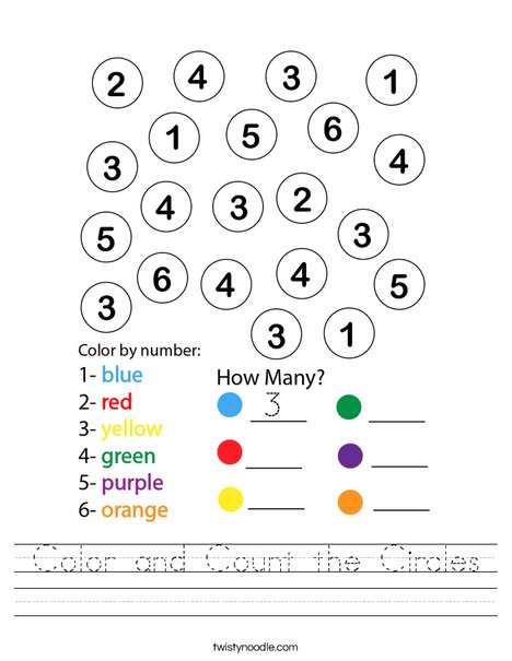 Color and Count the Circles Worksheet