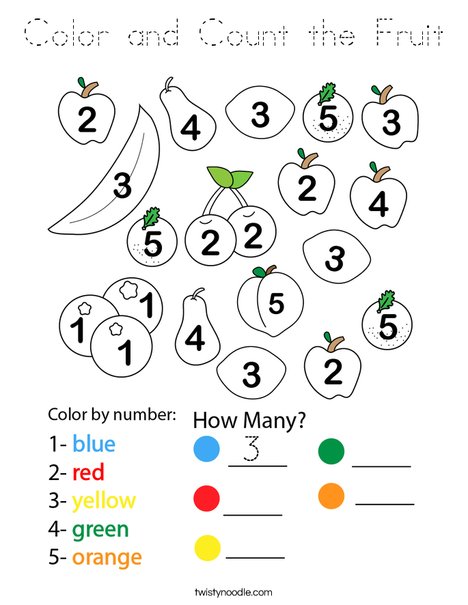 Color and Count the Fruit Coloring Page