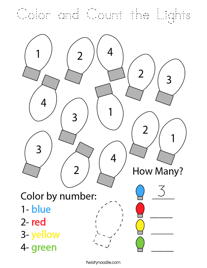 Color and Count the Lights Coloring Page