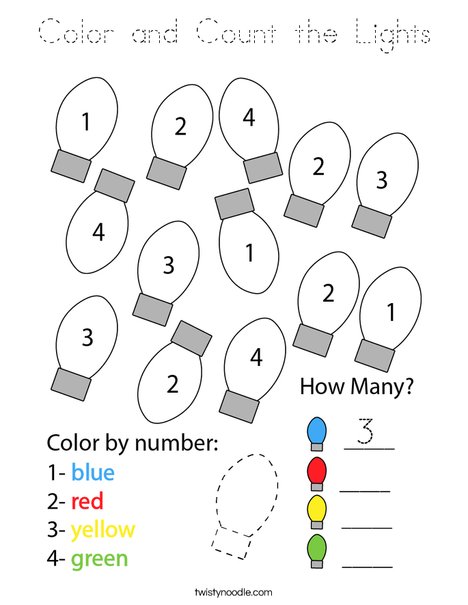 Color and Count the Lights Coloring Page