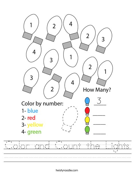 Color and Count the Lights Worksheet