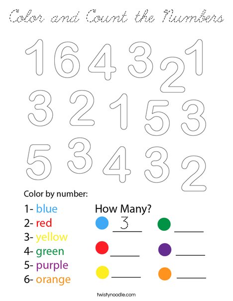 Color and Count the Numbers Coloring Page