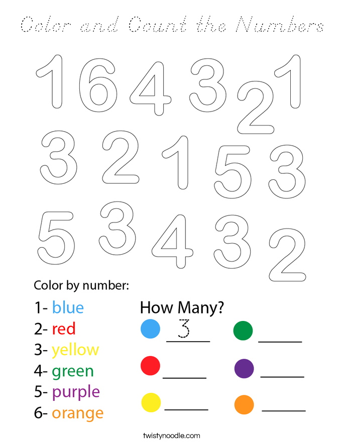 Color and Count the Numbers Coloring Page