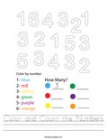 Color and Count the Numbers Worksheet