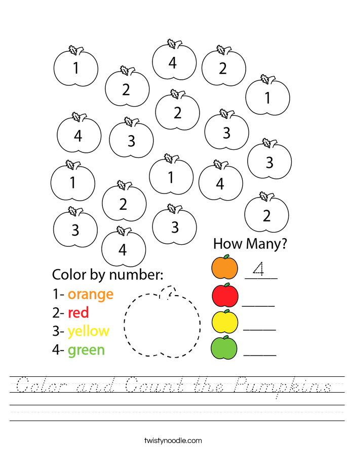 Color and Count the Pumpkins Worksheet