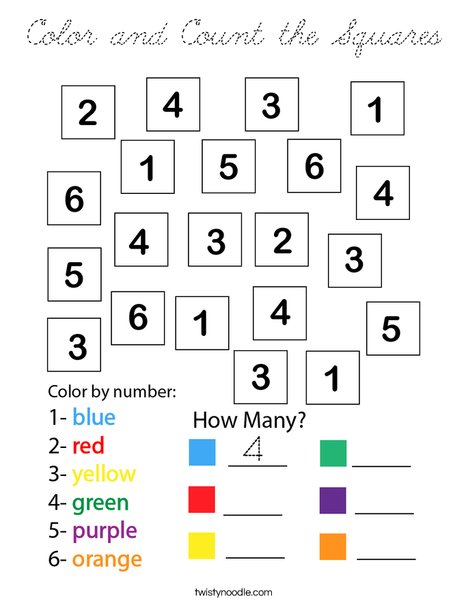 Color and Count the Squares Coloring Page