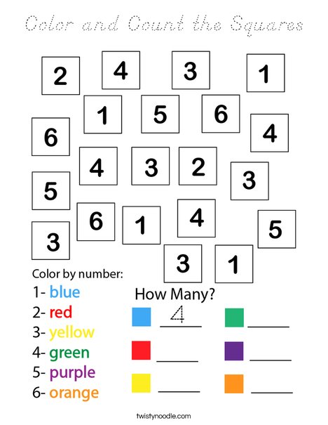 Color and Count the Squares Coloring Page