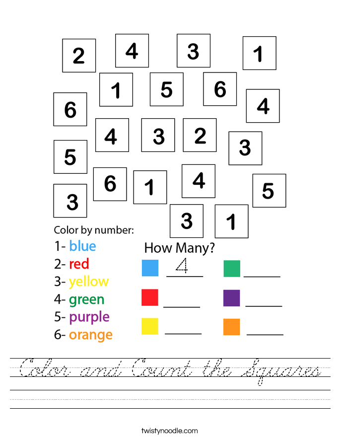 Color and Count the Squares Worksheet