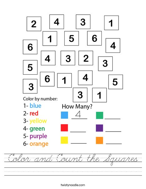 Color and Count the Squares Worksheet