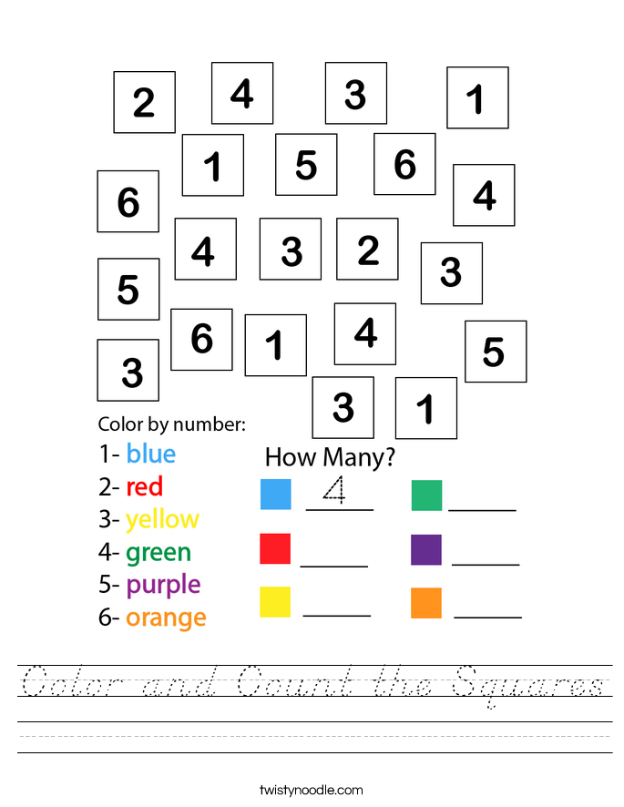 Color and Count the Squares Worksheet