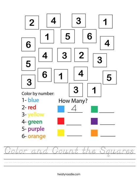 Color and Count the Squares Worksheet