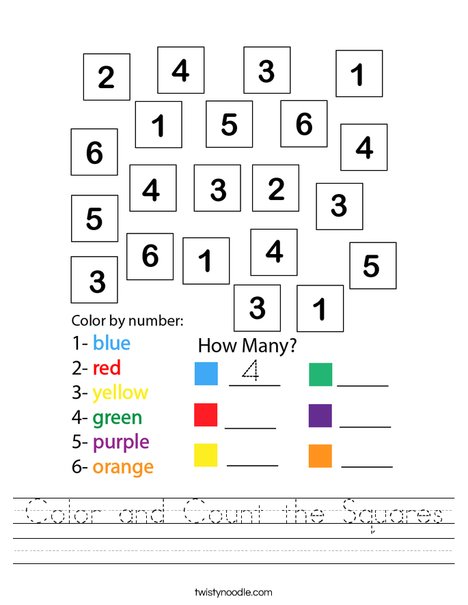 Color and Count the Squares Worksheet