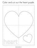 Color and cut out the heart puzzle. Coloring Page