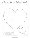 Color and cut out the heart puzzle Coloring Page