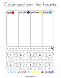 Color and sort the hearts Coloring Page