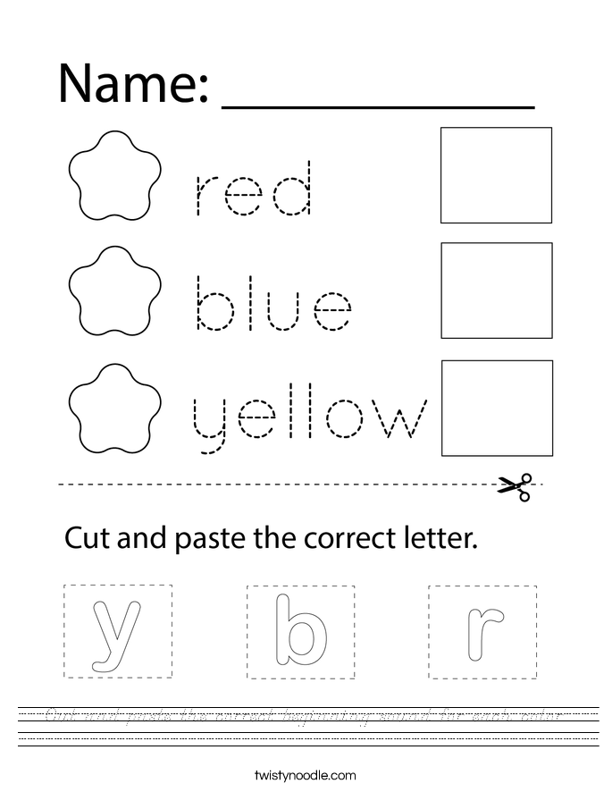 Cut and paste the correct beginning sound for each color. Worksheet