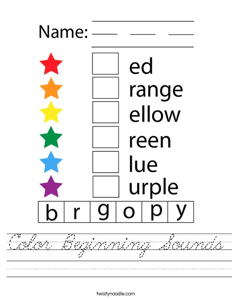 Color Beginning Sounds Worksheet