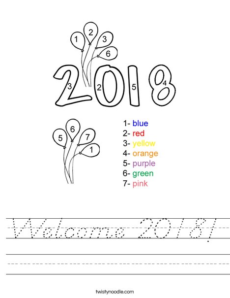 Color by Number 2016 Worksheet