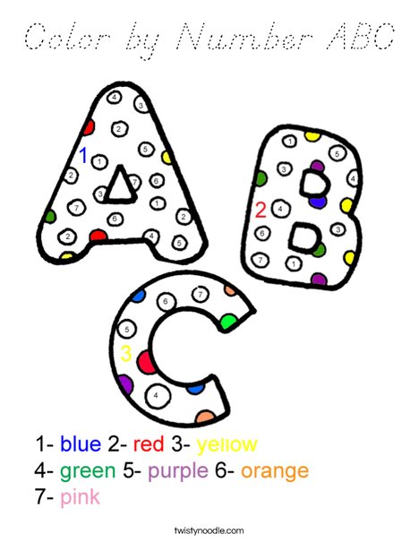 Color by Number ABC Coloring Page