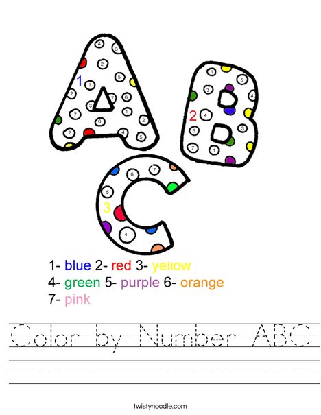 Color by Number ABC Worksheet