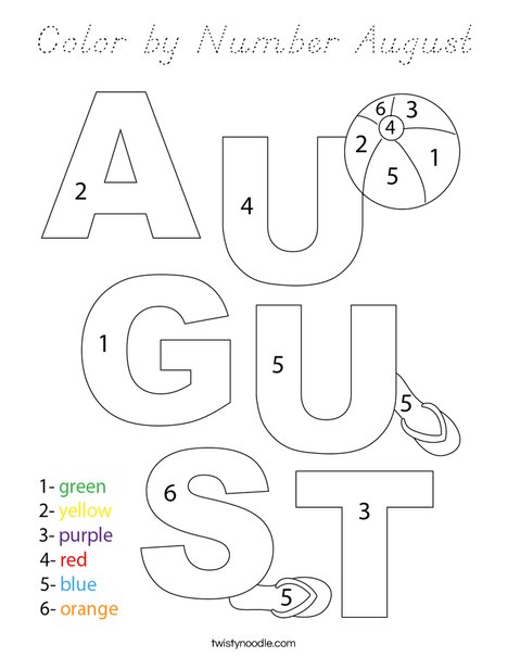 Color by Number August Coloring Page