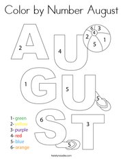 Color by Number August Coloring Page