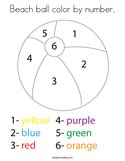 Beach ball color by number Coloring Page